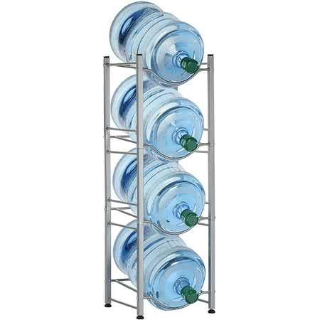 

4-Tier Water Jug Holder Rack Stainless Steel 5 Gallon Water Bottle Detachable Rack Organizer Heavy And Durable Water Bottle Carrier With Holder Easy Assemble For Kitchen Drawing Room Silver