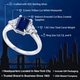 thumbnail image 2 of Gem Stone King 1.82 Cttw Blue Created Sapphire and Moissanite 3-Stone Ring for Women | 925 Silver | 8X6MM Octagon | 3.5 Trillion | Wedding Engagement Anniversary Promise Ring for Women | Size 7, 2 of 5