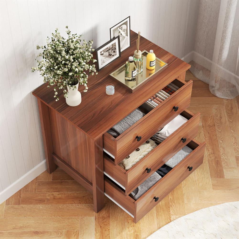 Kadyn Dresser,Chest of Drawers,3 Drawer Dresser Chest of Drawers Bedside Table-Walnut