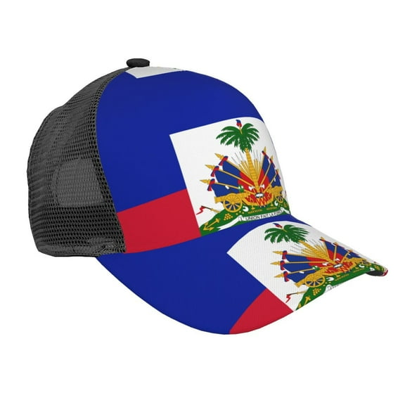 Curved Trucker Hat Haitian Flag Adjustable Mesh Back Baseball Snapback Cap For Men