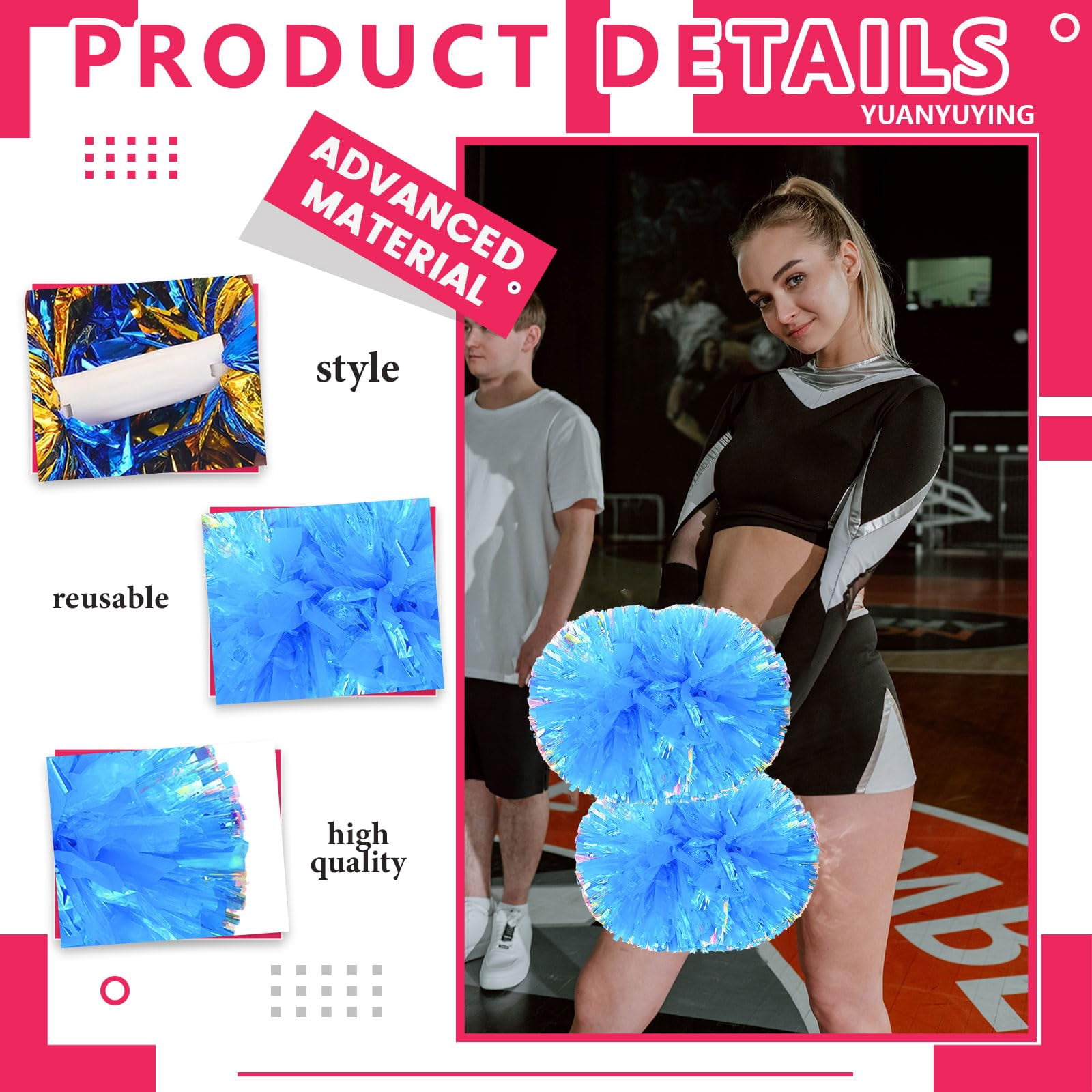 24 Pcscheerleading poms,pom poms Cheerleading with Handle Style Cheer Pom Pomsfor Dance, Matches
