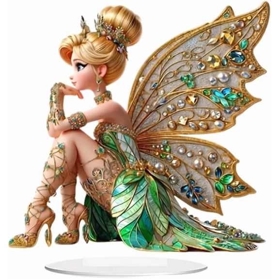 PURELY- Mini Tabletop Fairy Statue W/Butterfly - 2D Acrylic Garden/Shelf Decor