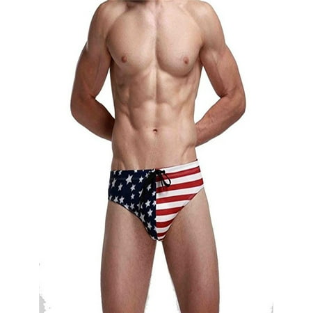 Ring Low Rise Bottom - Mens Flag Brief Stars Low Rise Swimwear Bikini G-string Underpants Beach Swimsuit Underwear