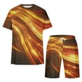 thumbnail image 3 of BiZtdJrK Men Summer 2 Piece Sets Casual Short Sleeve Tshirts Matching Drawstring Beach Shorts Sport Set Fashion Digital Print Big and Tall Tracksuits Todays Sales Gold XL, 3 of 5