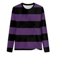 thumbnail image 4 of larppty Womens Striped T Shirts Long Sleeve Fall Tops Tees Loose Fit Casual Tunic Top Going Out Tops（Dark Purple，M）, 4 of 4