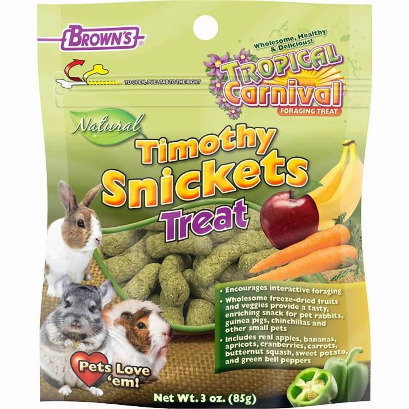 Browns 3 oz Tropical Carnival Natural Small Animal Treat - Timothy Snicket - Case of 8