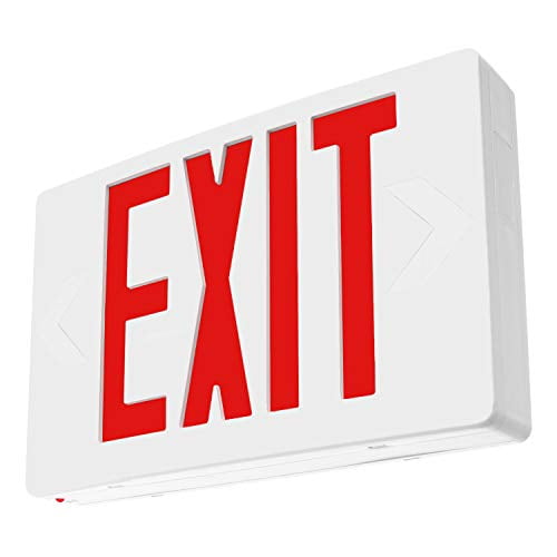 LFI Lights | Red Exit Sign | All LED | White Thermoplastic Housing | Hardwired with Battery Backup | Optional Double Face and Knock Out Arrows | UL Listed | Contractor Standard | (1 Pack) | LED-R