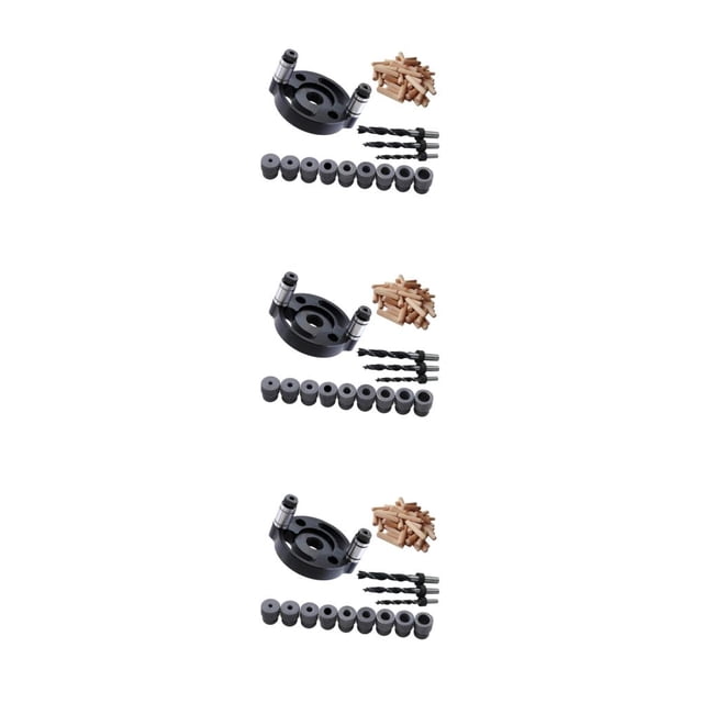 Riwesomey Juego de guía de broca para espiga con orificio de Plantilla de guía de broca de 3 orificios Superficie anodizada Negro Type1 NO1