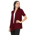 thumbnail image 3 of Women's Casual Solid Short Sleeve Basic Open Draped Front Cardigan Office Wear, 3 of 6