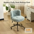 thumbnail image 4 of Ktaxon Vanity Chair, Adjustable Desk Chair with Metal Base and Swiveel Casters, Long Pile Fabric Makeup Chair for Women, Ideal for Office,Study and Home Light Blue, 4 of 8