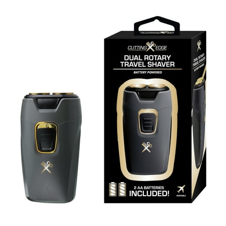 Cutting Edge Dual Rotary Travel Shaver – Portable, Battery-Powered, Hypoallergenic Stainless Steel Blades, Includes 2 AA Batteries