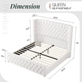 thumbnail image 2 of VanAcc Queen Bed Frame with 49” Upholstered Wingback Headboard, Noise-Free Platform Bed with Steel Frame and Slip-Resistant Edges, White, 2 of 9