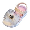 thumbnail image 1 of Xfvqtps Kids Girls Summer Princess Sandals Open Toe Lace Bow Hook and Loop Soft Thick Sole PVC Flats Shoes, 1 of 7