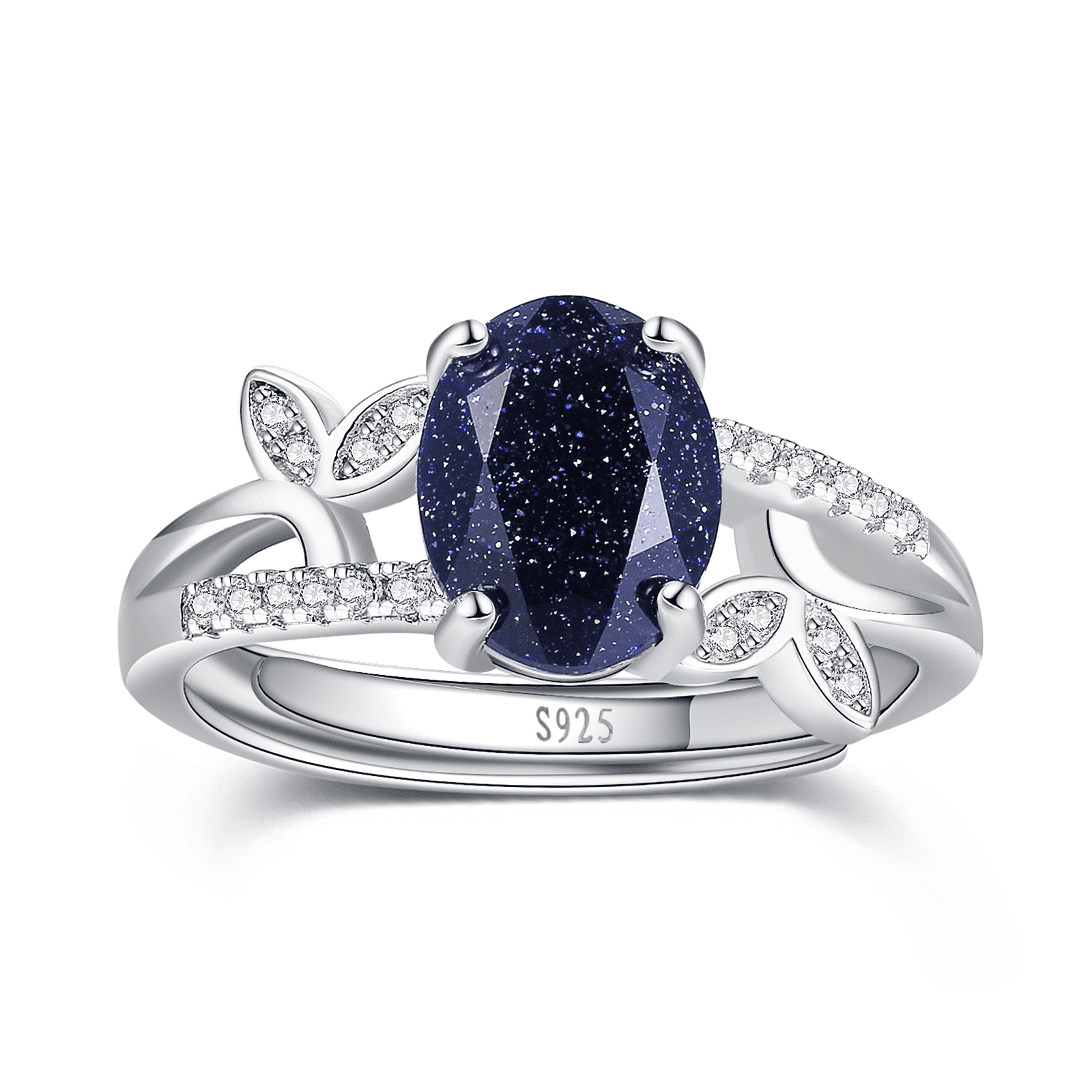 ★47bag ★ 925 Silver Silvia Gemstone Ring 664078 JQUEEN Blue Sandstone Ring for Women 925 Sterling Silver