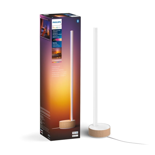 Lámpara de mesa inteligente Philips Hue Signe, color blanco roble, 1 paquete