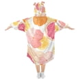 thumbnail image 2 of FORMRS Wearable Blanket Hoodie with Sleeves for Kids Cozy Flannel Sweatshirt, Pink Floral Orange, 2 of 7