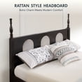 thumbnail image 4 of FitStand Queen Wood Bed Frame with Rattan Headboard and Roman Column Design, Sturdy Platform Bed with Wooden Slats Support, No Box Spring Needed, 1100 lbs Capacity, 4 of 9