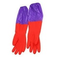 thumbnail image 2 of 1 Pair Waterproof Housework Long Cuff Rubber Latex Bowl Clothes Cleaning Gloves, 2 of 7