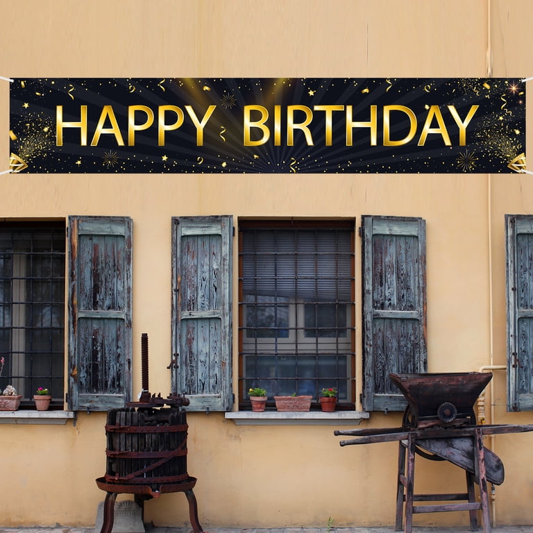 Black & Gold Happy Birthday Door Banner – Big, Bold & Reusable For Indoor/Outdoor Party Decor