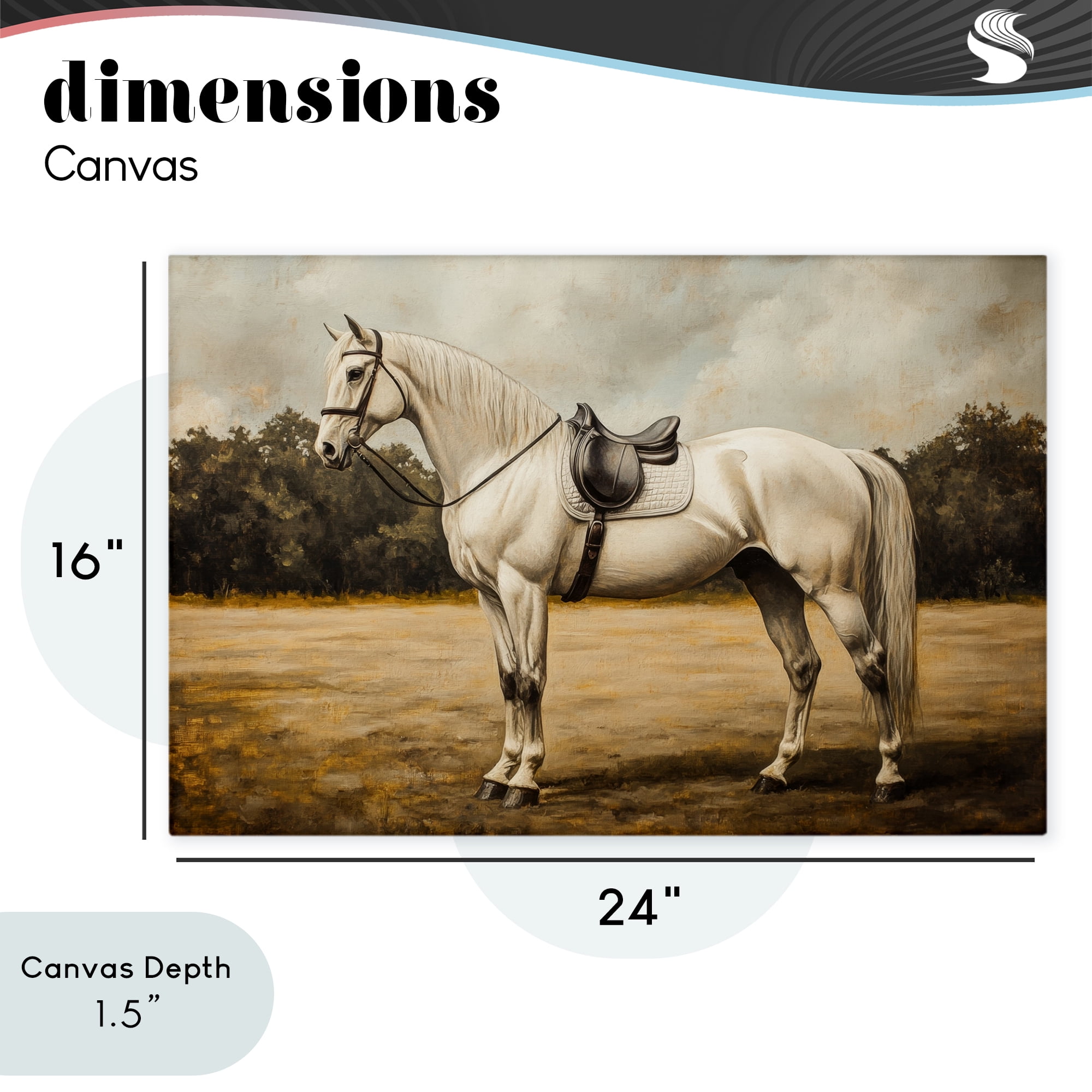 Stupell Industries White Mare with Saddle Canvas Wall Art, design by Petal Prints Design