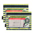 thumbnail image 2 of Dailycode 2 Pack Pencil Pouch for 3 Ring Binder Smooth Zipper Folders with Pockets Clear Window Pencil Case, Navy Yellow Stripe, 2 of 5