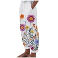 thumbnail image 2 of Azrian Women's Summer Casual Loose Cotton Linen Pocket Pants Women's Summer Printed Cotton Pocket Straight Sleeve Casual Elastic Waist Loose Length Pants, 2 of 5