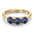 thumbnail image 3 of Gem Stone King 10K Yellow Gold Blue Mystic Topaz Engagement Ring for Women | 1.50 Cttw | Round 5MM | Gemstone November Birthstone | Size 9, 3 of 6