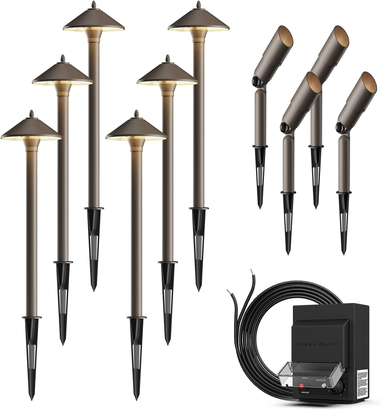 GOODSMANN Landscape Lighting Kit Low Voltage Transformer and 10Piece