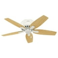 thumbnail image 2 of Hunter 42 inch Indoor Ceiling Fan with LED Light - White Ceiling Fan with Pull Chain, For Bedroom or Living Room, Low Profile Mount, No Remote, 5 Blades, Includes Bulbs - Newsome 51080, Fresh White, 2 of 16