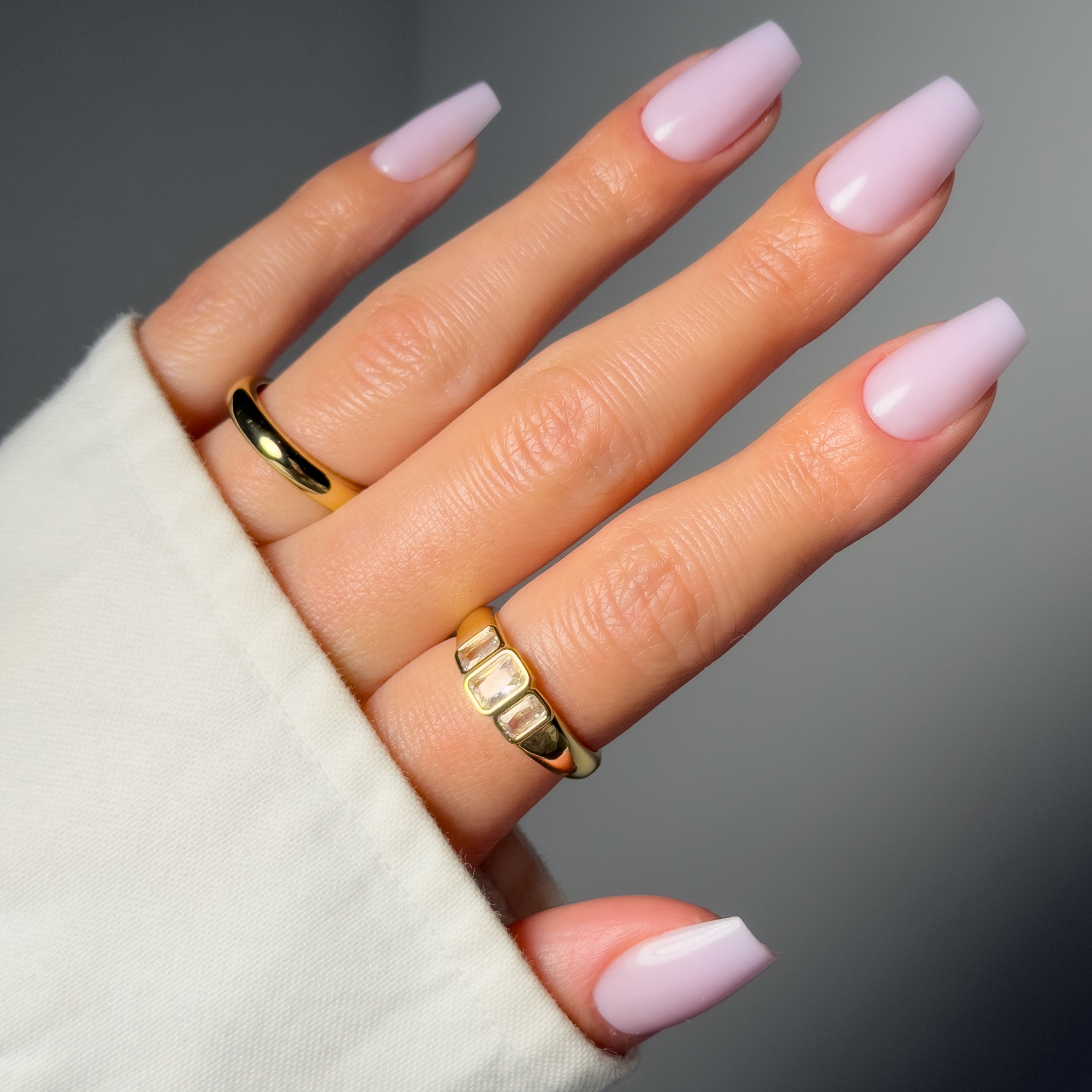 Salon Perfect Artificial Fake Press On Nails, 449 Milky Lavender, Medium Square, File, Glue and Prep Pad Included, 30 Nails