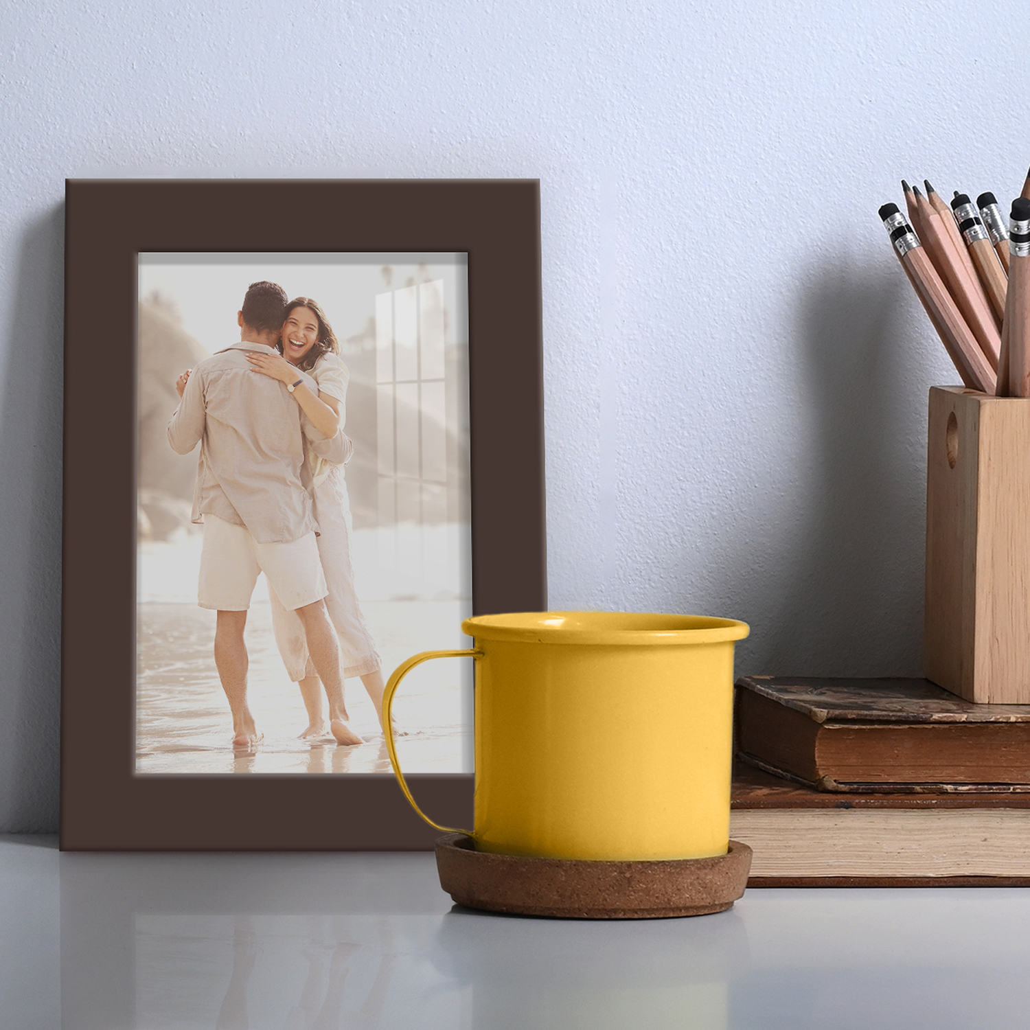 Modern 4 in. x 6 in. Brown Picture Frame (Set of 2)