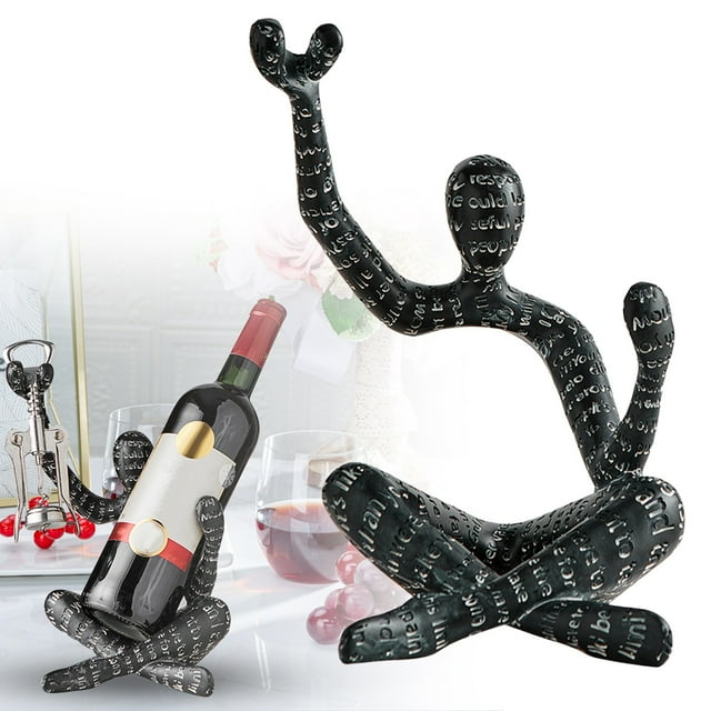 Abstract Art Wine Rack Modern Sculptural Holder For 6 Bottles Contemporary Living Room Decor