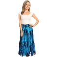 thumbnail image 5 of Sakkas Justina Womens Dance Midi Full Circle Tie-dye Skirt with Elastic Waist - Turquoise - One Size Regular, 5 of 5