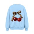 thumbnail image 7 of UKHCCC Boys Girls Cherry Leopard Bow Crewneck Sweatshirt, Oversized Long Sleeve Graphic Pullover for Kids Ages 1-13, Casual Fall Winter Top, 7 of 7