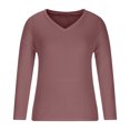 thumbnail image 4 of Turilly Fashion Women Long Sleeve V-Neck Pullover Solid Color Casual Blouse Tops, 4 of 8