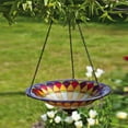 thumbnail image 3 of Evergreen Garden Tiffany Inspired Hanging Glass Bird Bath Bowl, Red & Yellow, 3 of 4
