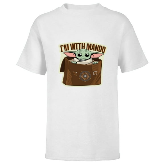 Star Wars The Mandalorian Season 3 Grogu I’m With Mando - Short Sleeve T-Shirt for Kids - Customized-White