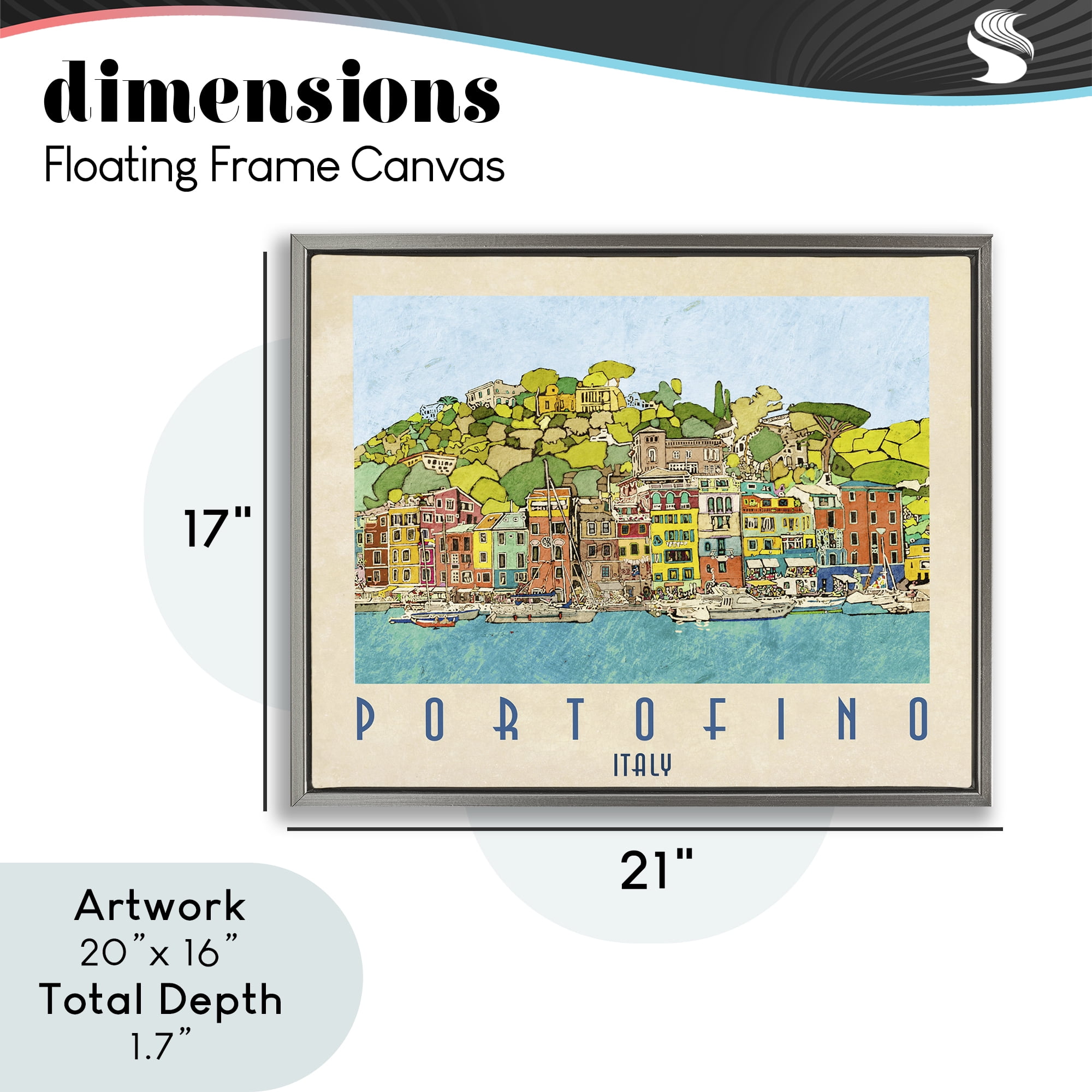 Stupell Industries Portofino Architecture Poster Gray Framed Floater Canvas Wall Art, design by Ynon Mabat