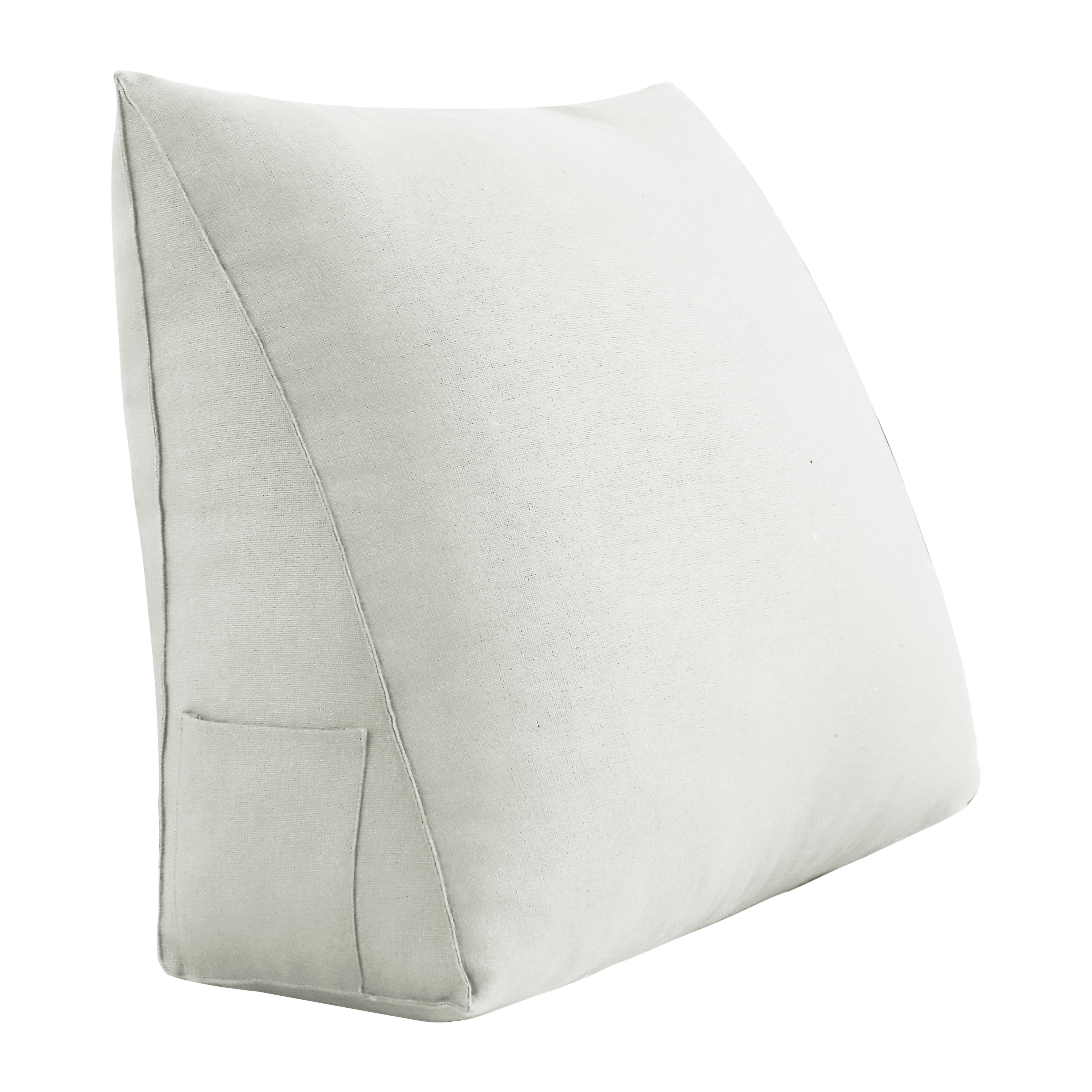 WOWMAX PP-Cotton Filled Triangular Wedge Pillow Positioning Support Reading Backrest Cushion for Sofa Bed Day Bed and Upholstered Headboard with Removable and Washable Cover Ivory 23.5 Inches