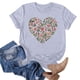 thumbnail image 5 of Primavera Top Mujeres de Moda de Cuello Redondo con Patrones de Corazón de Manga Corta Camiseta Top para Uso Diario Y de Fiesta, 5 of 5