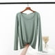 thumbnail image 2 of Autumn V Neck Tshirt Long sleeves Soft comfortable T-shirt Solid color Basic Bottoming Tee Tops O Neck undershirt, 2 of 5