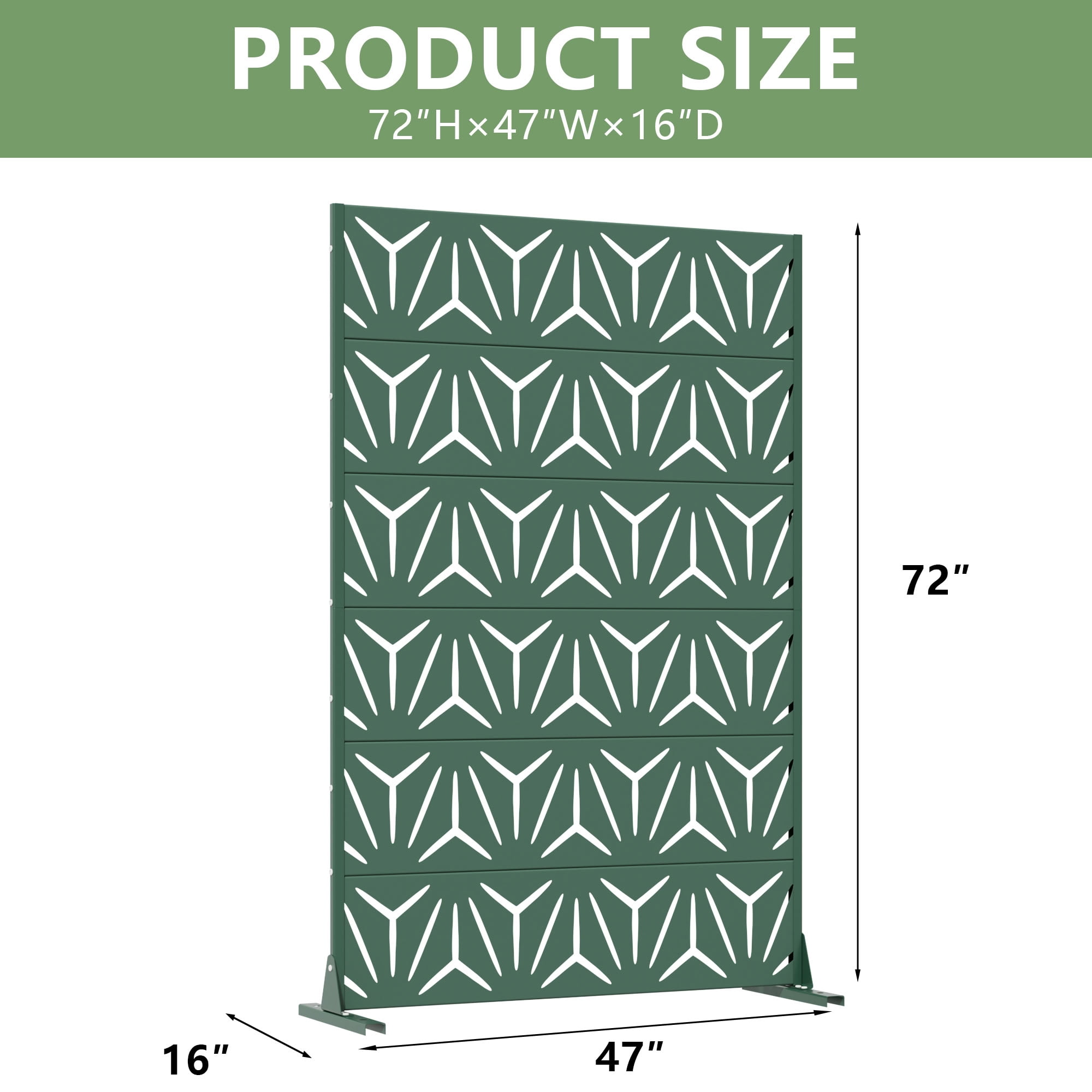 MAYEERTY 6 Panels Metal Outdoor Privacy Screen Garden Divider Patio Backyard Decorative Privacy Fence Panel, 72×47.2×15.7in