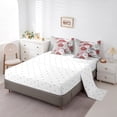 thumbnail image 3 of Aztec Dahlia Bed in a Bag Queen 7 Pieces,Lotus Flower Comforter Set Reversible Rusty Red Grey White Floral Design,Ultra Soft & Breathable Bedding Sets with Comforter,Sheets,Pillowcases & Shams, 3 of 5