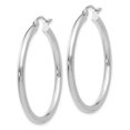 thumbnail image 2 of Auriga Fine Jewelry 14K White Gold 2.5mm Lightweight Tube Hoop Earrings for Women (L-35mm, W-35mm), 2 of 5
