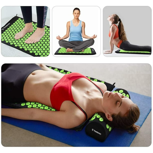 Acupressure Set, Mat and Pillow with 2pcs Massage Balls- Pain Relief  Therapy Muscle Back Neck with Travel Bag for Men and Women 