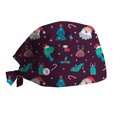 thumbnail image 2 of Multicolor Adjustable Elastic Tie Polyester Ponytail Scrub Caps, Working Hat, Head Cover with Ribbon Ties and Buttons, Long Hair One Size, 2 of 4