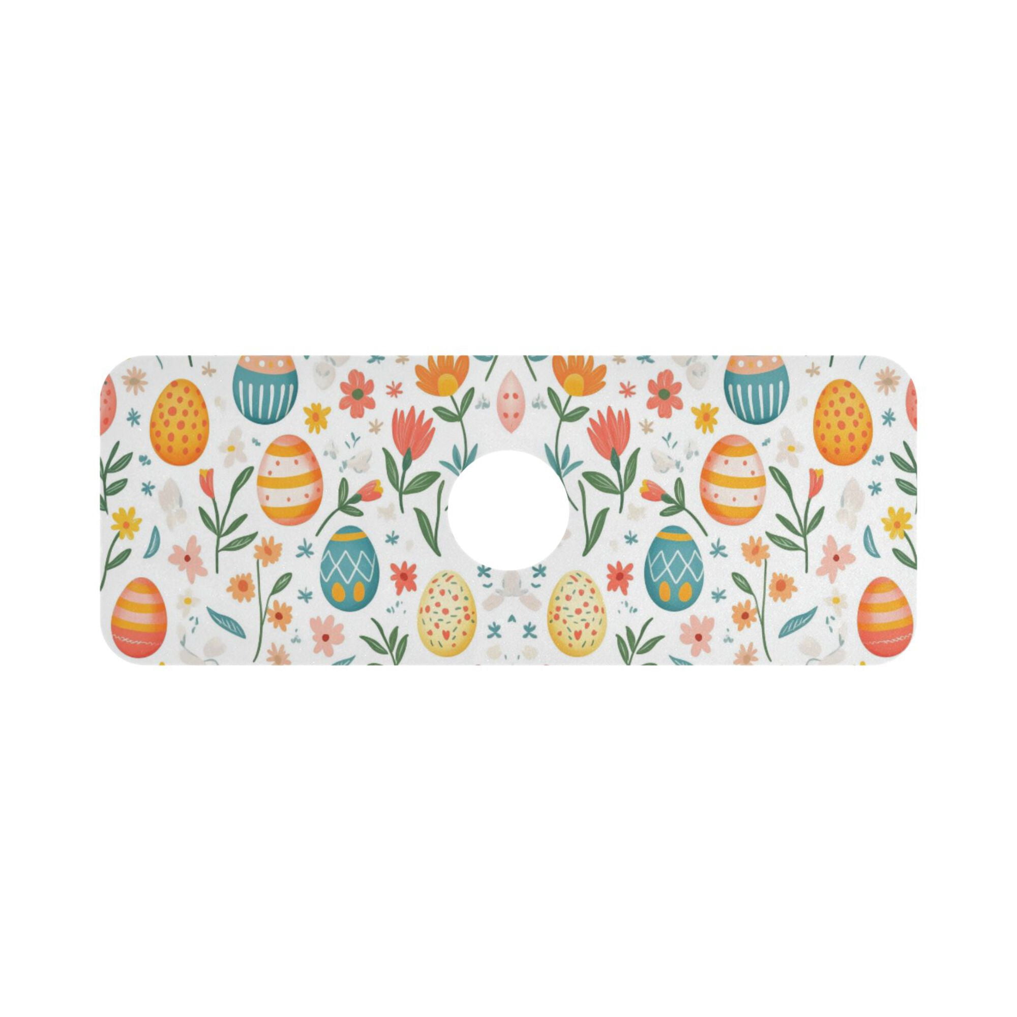Yayeee Faucet Mat for Kitchen Sink 14.7" Diatomite Long Splash Guard Pad, Floral Easter Eggs
