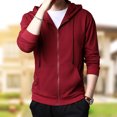 thumbnail image 3 of comerut Autumn Coat Solid Color Soft Warm Hooded Hat Long Sleeves Casual Pockets Men Fall Coat for Daily Wear, 3 of 8
