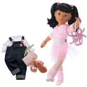 Gotz Hannah at The Ballet - 19.5 Asian Poseable Doll with Extra Outfit (Denim Overalls, Shirt & Sandals) and Long Black Hair to Wash & Style