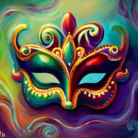 Whimsical Practicality's Mardi Gras Mask #3 Edible Icing Image Cake Topper-1/4 Sheet or Larger